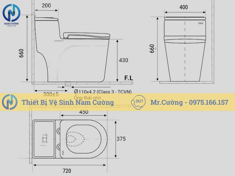 Bồn cầu 1 khối 8861