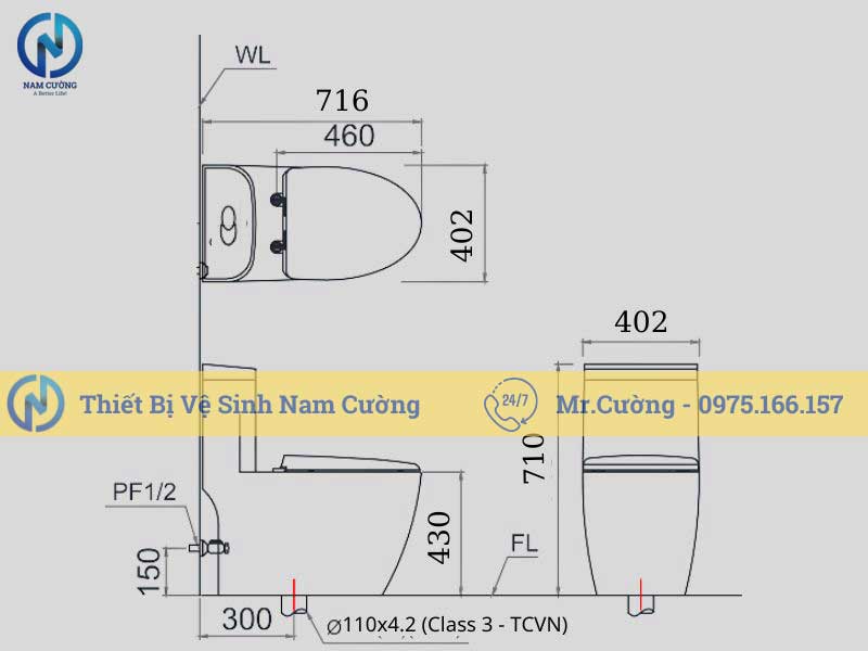 Bồn cầu 1 khối 8863