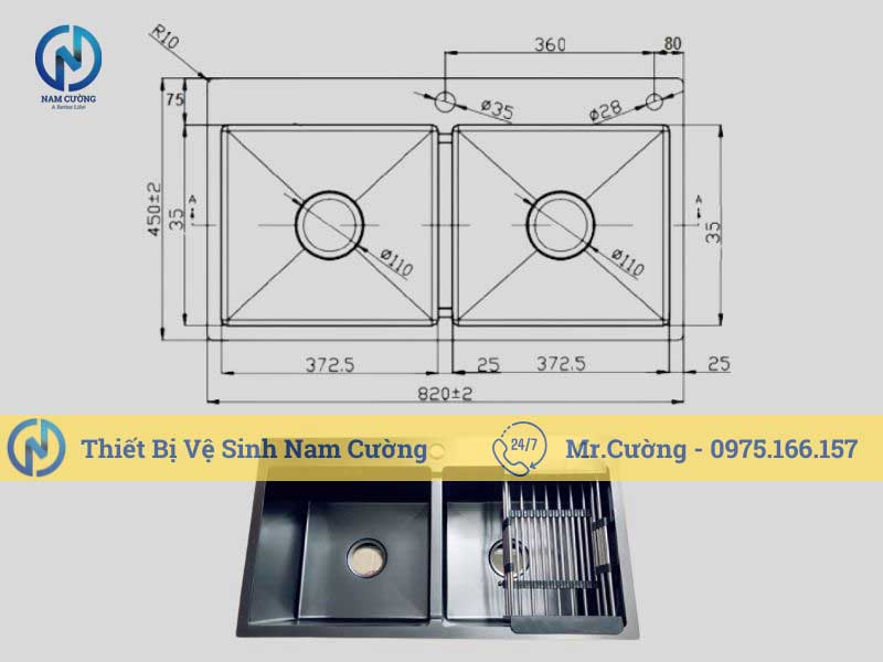 Chậu rửa bát 2 hố P-CRB03