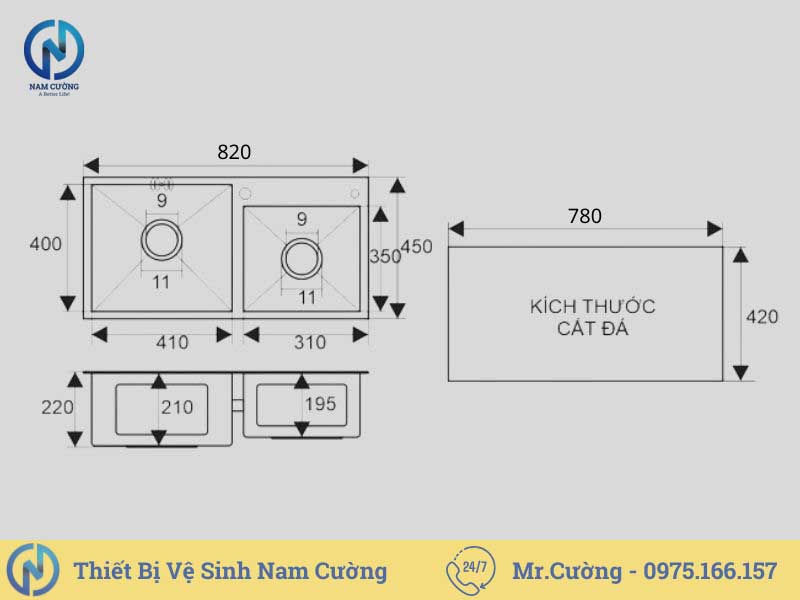 Chậu rửa bát đôi p-crb02