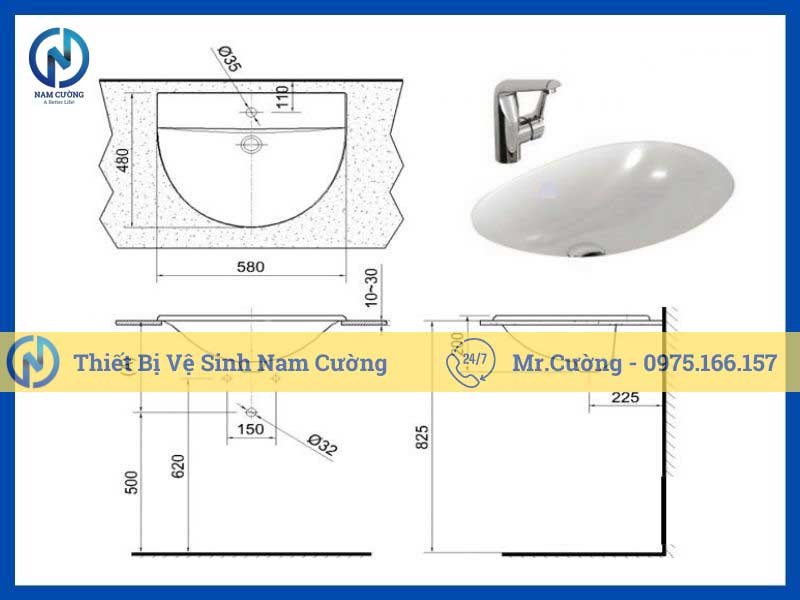 Chậu rửa mặt âm bàn