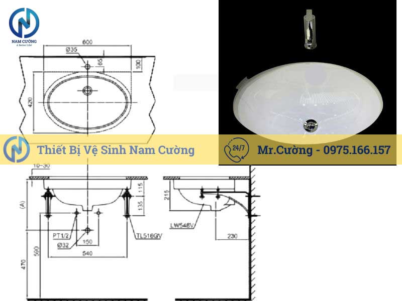 Chậu rửa mặt âm bàn 3131