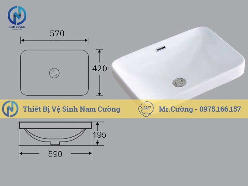 Chậu rửa mặt bán âm 3111A