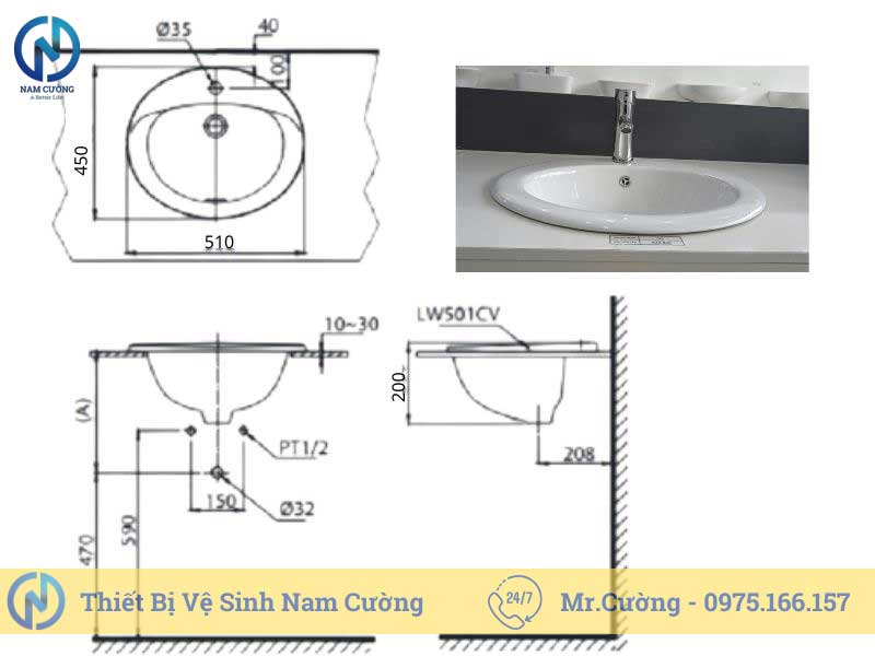 Chậu rửa mặt dương bàn 3103