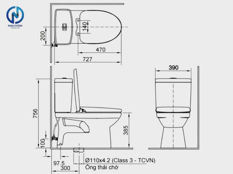 Kích thước bồn cầu tiêu chuẩn