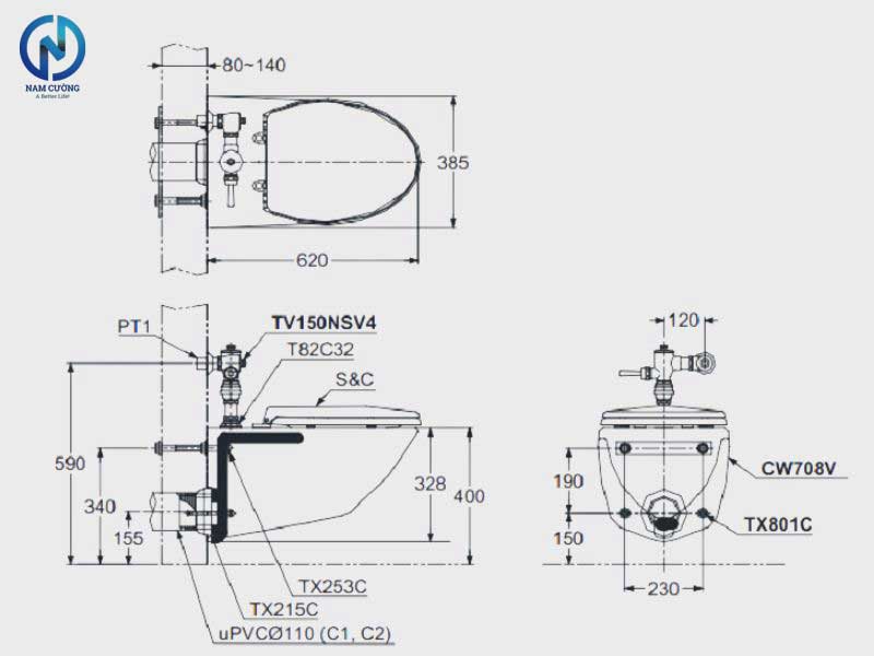 Kích thước bồn cầu tiêu chuẩn