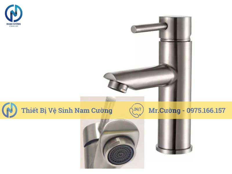 Vòi lavabo nóng lạnh inox 304 bền, đẹp, chính hãng