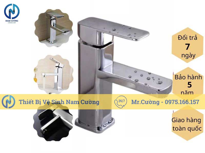 Vòi lavabo nóng lạnh inox 304 bền, đẹp, chính hãng