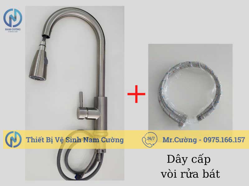 Vòi rửa bát nóng lạnh gắn chậu p-km1010h