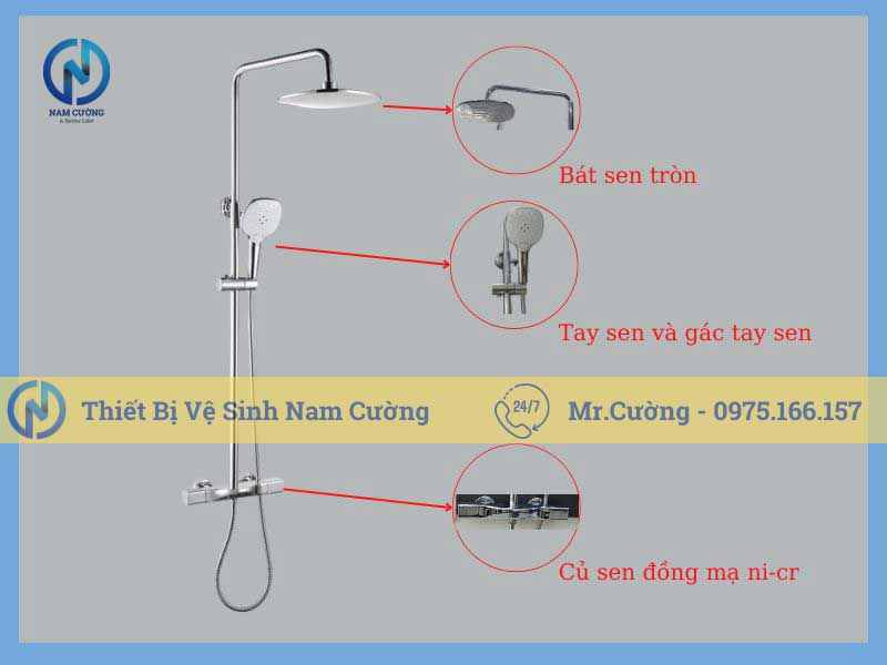 Vòi sen tắm đứng nóng lạnh nhiệt độ p-s009