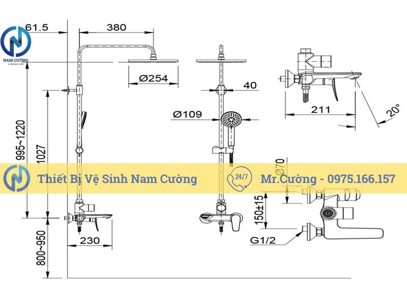 Vòi sen tắm nóng lạnh P-S007